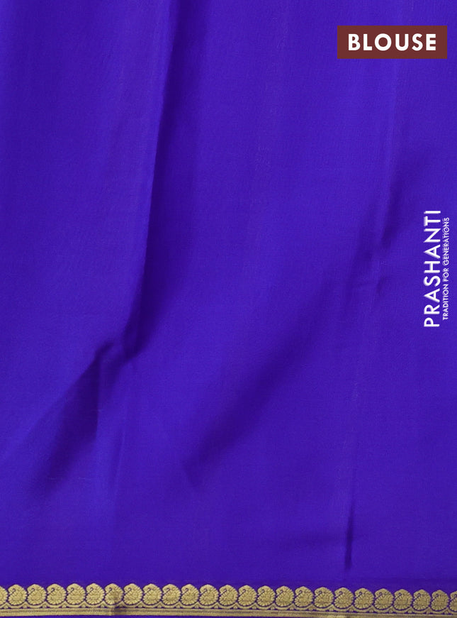 Pure mysore silk saree teal green and blue with plain body and zari woven border