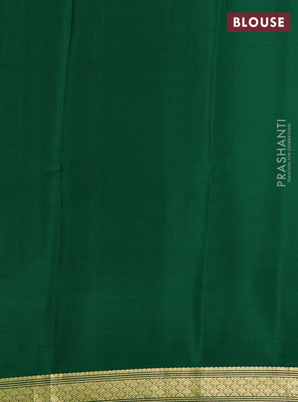 Pure mysore silk saree teal blue and green with allover zari checked pattern and zari woven border