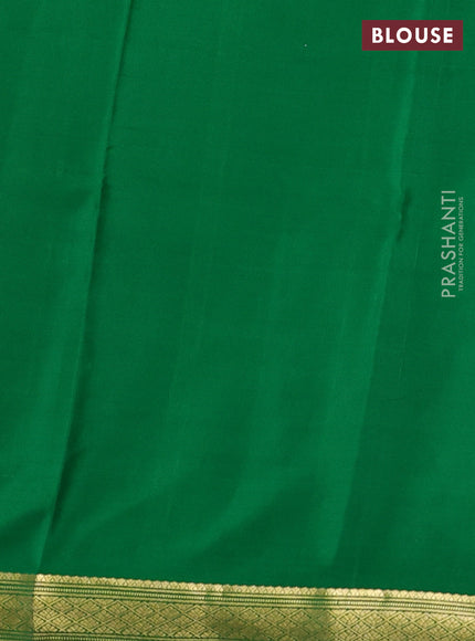 Pure mysore silk saree maroon and green with allover zari checked pattern and zari woven border