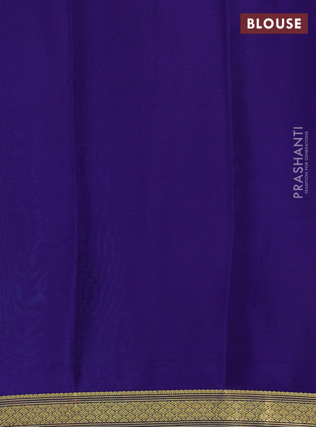 Pure mysore silk saree light blue and blue with allover zari checked pattern and zari woven border