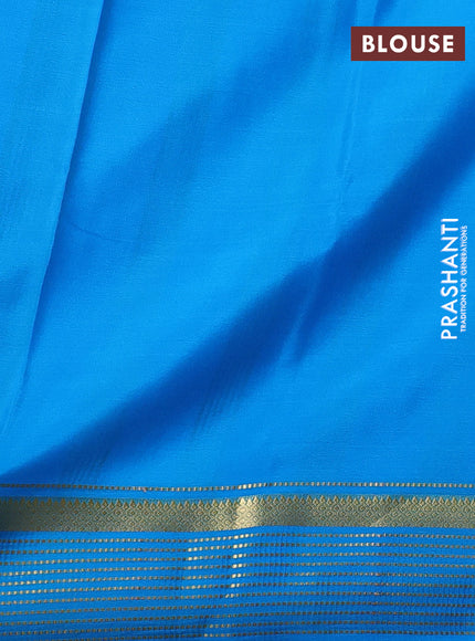 Pure mysore silk saree pastel pink and cs blue with plain body and zari woven border