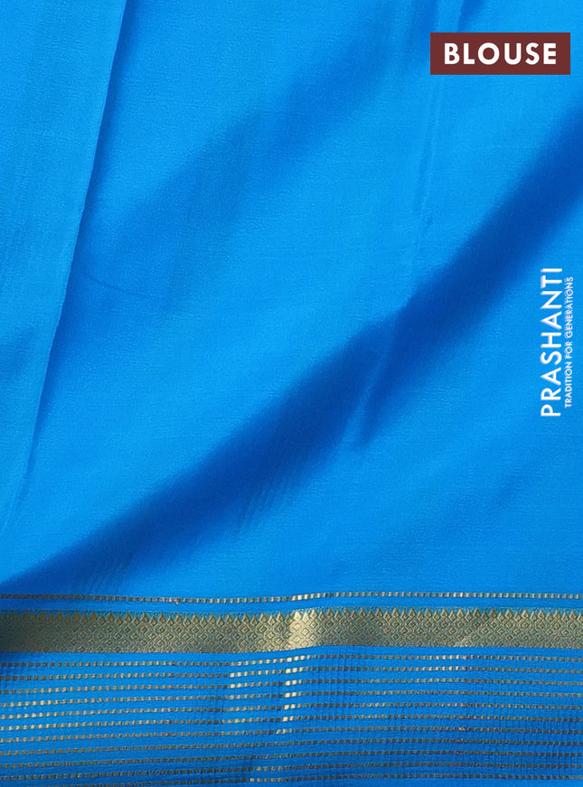 Pure mysore silk saree pastel pink and cs blue with plain body and zari woven border