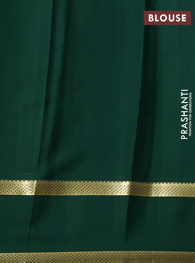 Pure mysore silk saree maroon and green with allover zari checked pattern and rettapet zari woven border