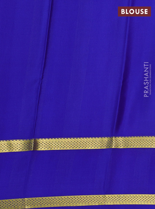 Pure mysore silk saree peach pink and blue with allover zari checked pattern and rettapet zari woven border