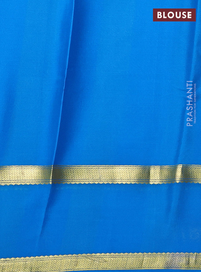 Pure mysore silk saree wine shade and cs blue with allover zari checked pattern and rettapet zari woven border