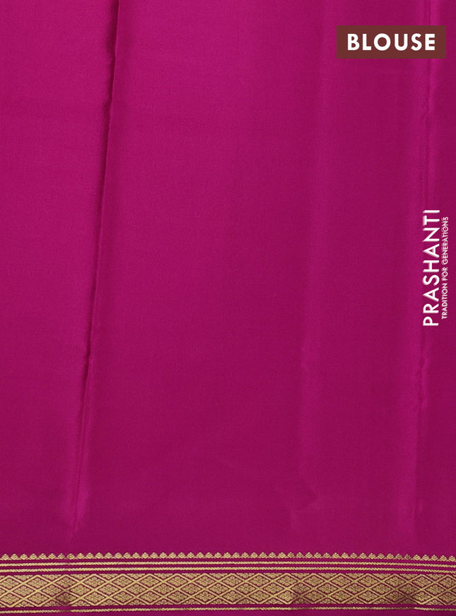 Pure mysore silk saree blue and pink with plain body and zari woven border