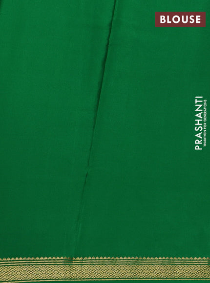 Pure mysore silk saree wine shade and green with plain body and zari woven border