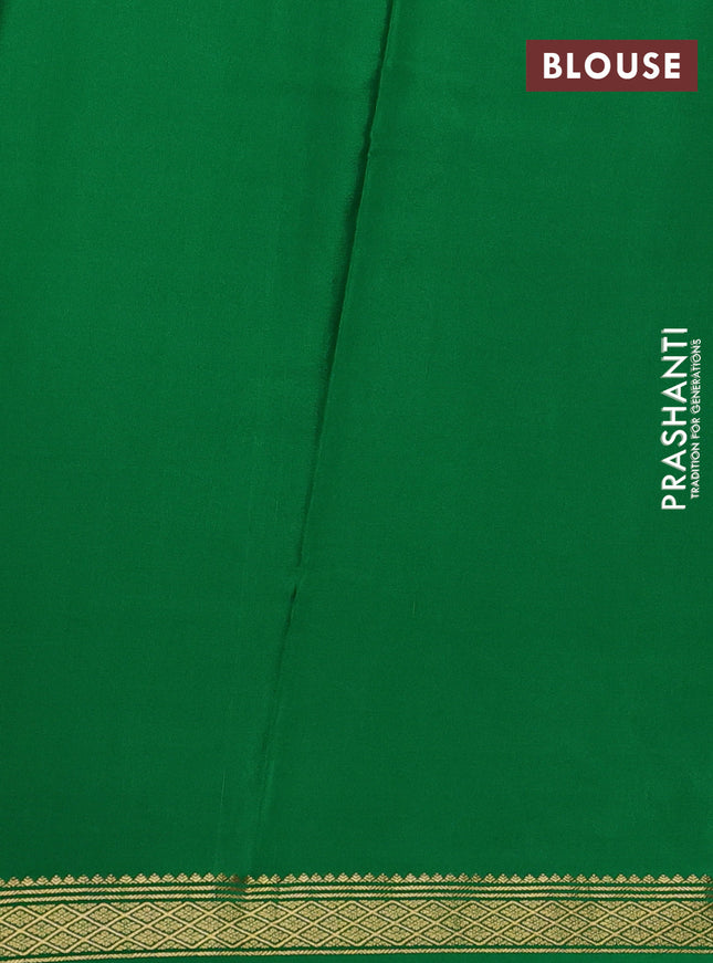 Pure mysore silk saree wine shade and green with plain body and zari woven border