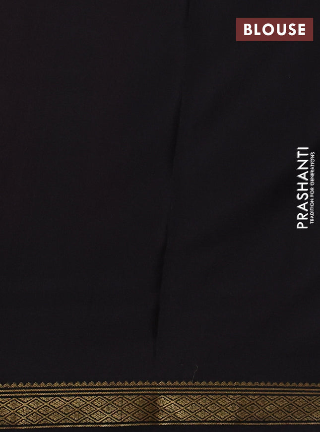 Pure mysore silk saree red and black with plain body and zari woven border