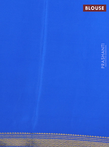 Pure mysore silk saree cs blue with plain body and zari woven border