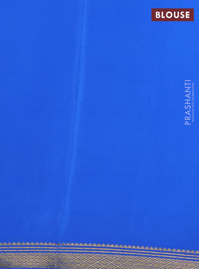 Pure mysore silk saree cs blue with plain body and zari woven border