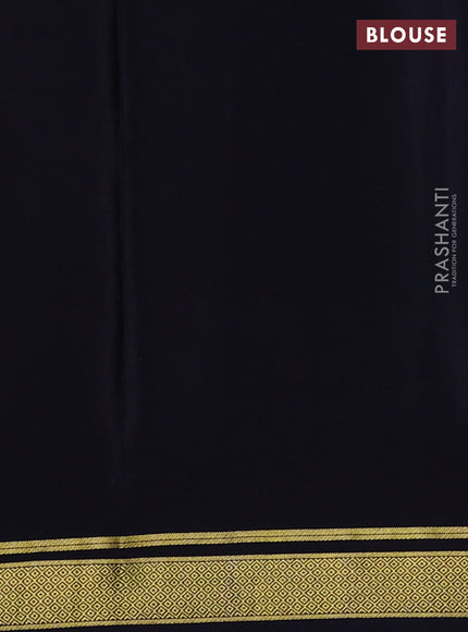 Pure mysore silk saree black with plain body and zari woven border