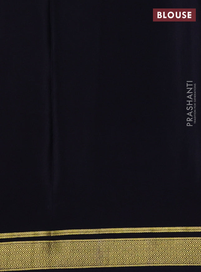 Pure mysore silk saree black with plain body and zari woven border