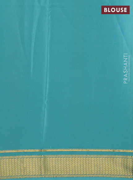 Pure mysore silk saree navy blue and pastel blue with plain body and zari woven border
