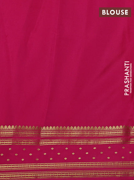 Pure mysore silk saree mustard yellow and pink green with plain body and zari woven border