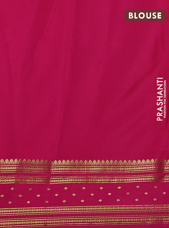 Pure mysore silk saree mustard yellow and pink green with plain body and zari woven border