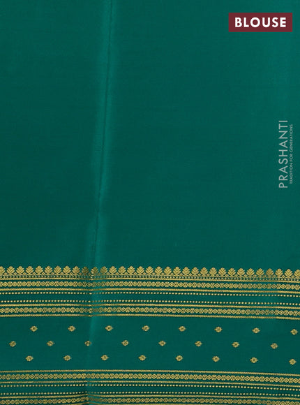 Pure mysore silk saree blue and green with plain body and zari woven border