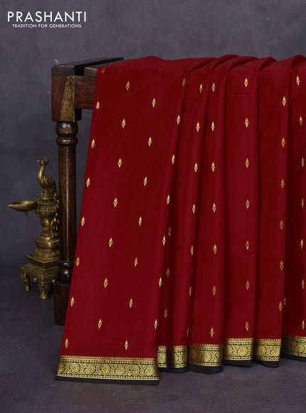 Pure mysore silk saree red and black with zari woven buttas and zari woven border