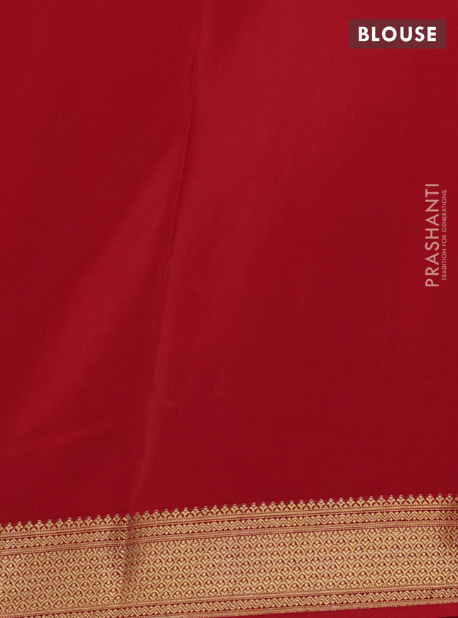 Pure mysore silk saree black and red with zari woven buttas and zari woven border