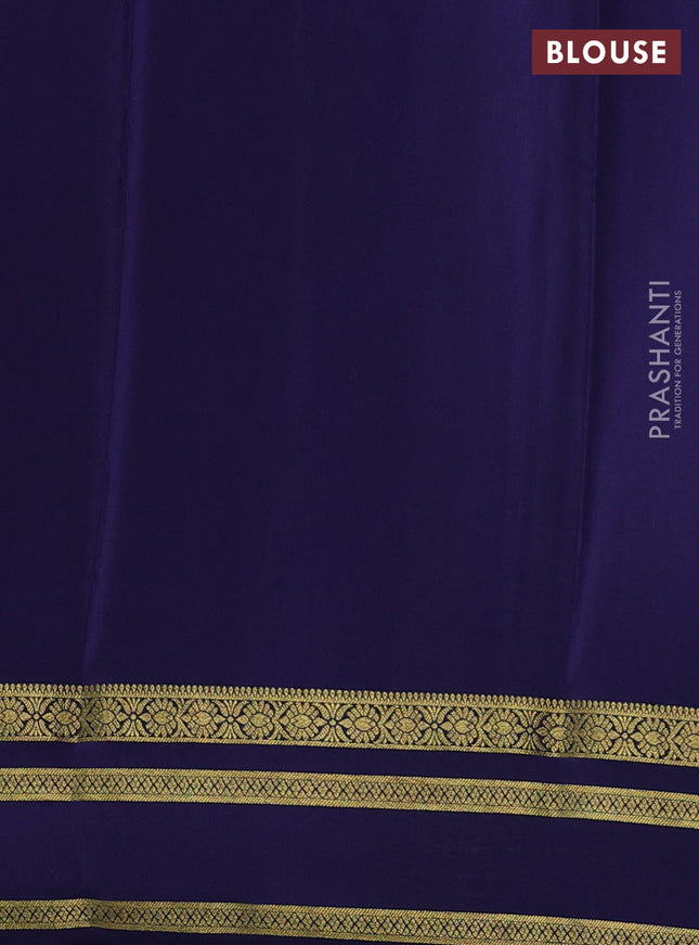 Pure mysore silk saree fluorescent green and navy blue with zari woven buttas and zari woven border