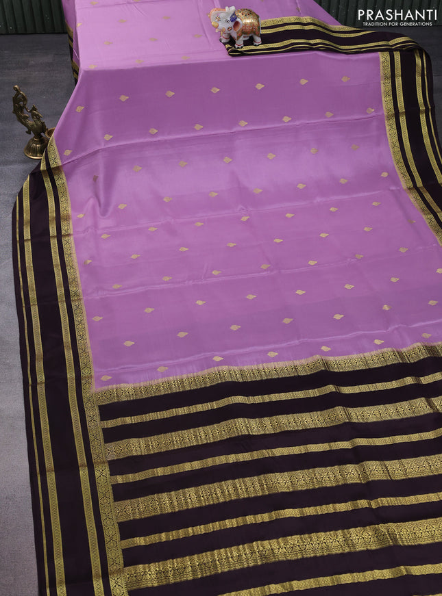 Pure mysore silk saree mild purple and deep jamun with zari woven buttas and zari woven border