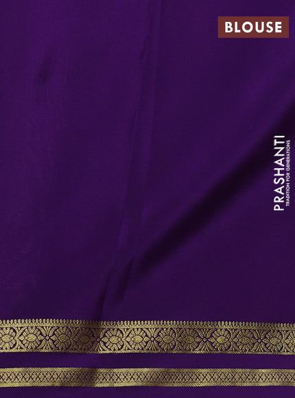 Pure mysore silk saree sandal and violet with zari woven buttas and zari woven border