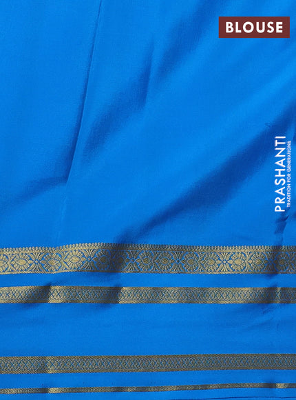 Pure mysore silk saree red and cs blue with zari woven buttas and zari woven border