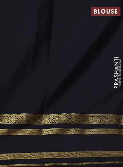 Pure mysore silk saree peach shade and black with zari woven buttas and zari woven border