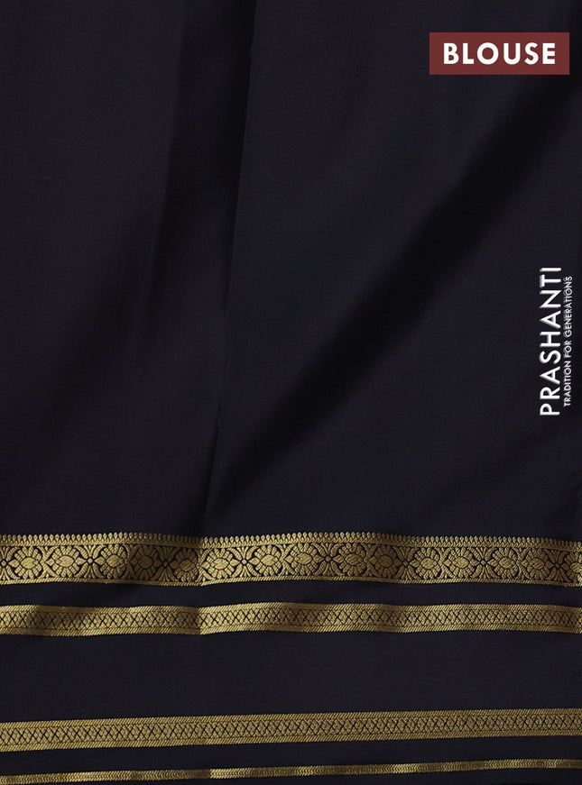 Pure mysore silk saree peach shade and black with zari woven buttas and zari woven border