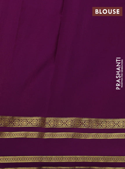 Pure mysore silk saree lime yellow and purple with zari woven buttas and zari woven border