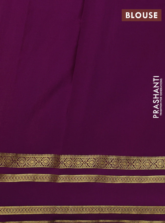 Pure mysore silk saree lime yellow and purple with zari woven buttas and zari woven border