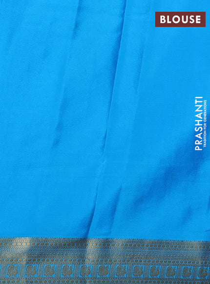 Pure mysore silk saree royal blue and light blue with annam zari woven buttas and zari woven border