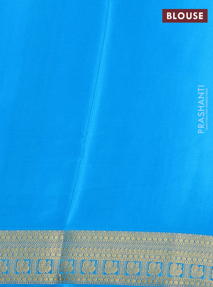 Pure mysore silk saree blue and cs blue with annam zari woven buttas and zari woven border