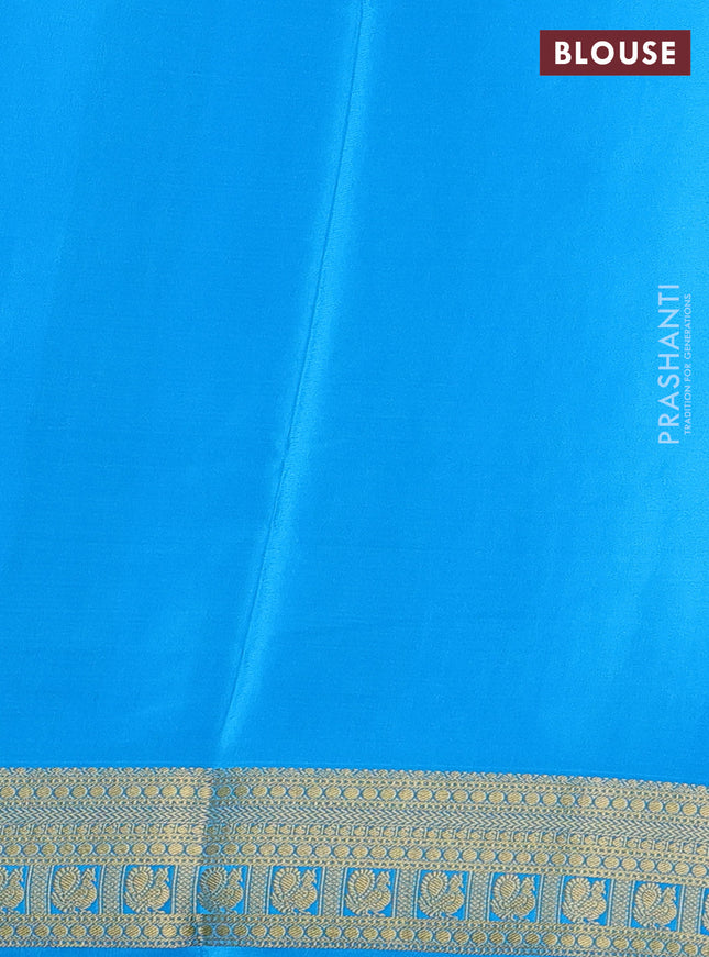 Pure mysore silk saree blue and cs blue with annam zari woven buttas and zari woven border