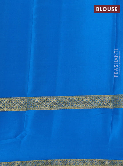 Pure mysore silk saree navy blue and cs blue with allover small zari checks and rettapet zari woven border