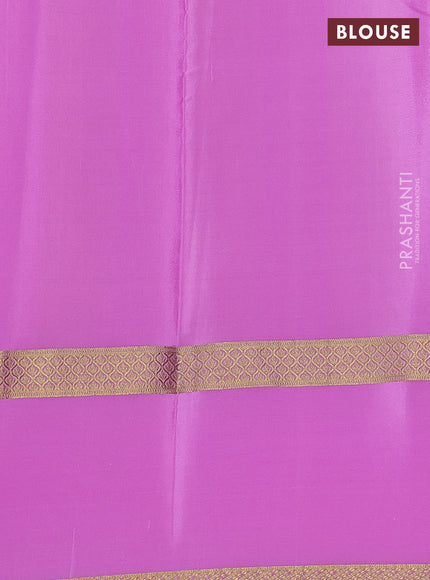 Pure mysore silk saree purple and light blue with allover small zari checks and rettapet zari woven border