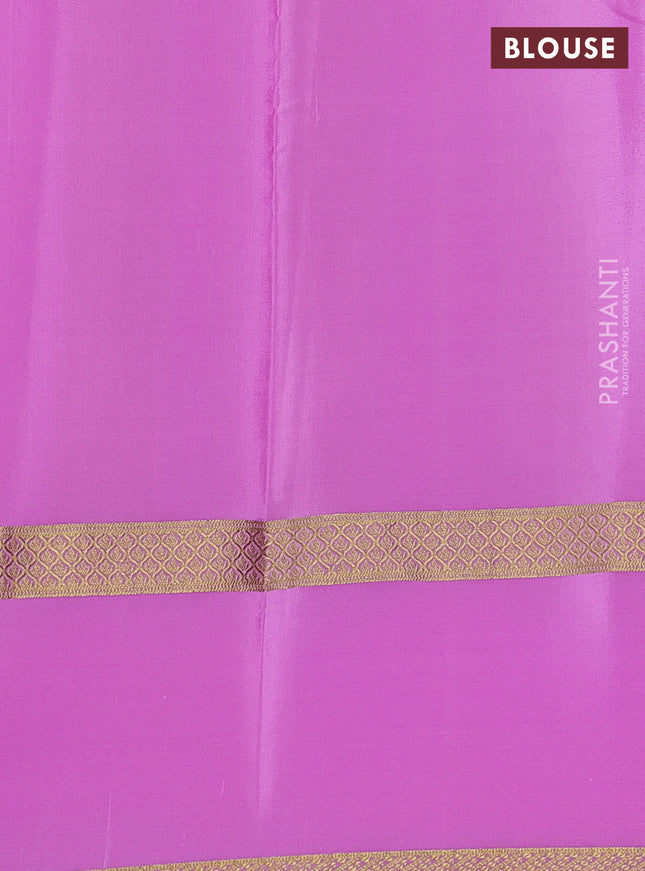 Pure mysore silk saree purple and light blue with allover small zari checks and rettapet zari woven border
