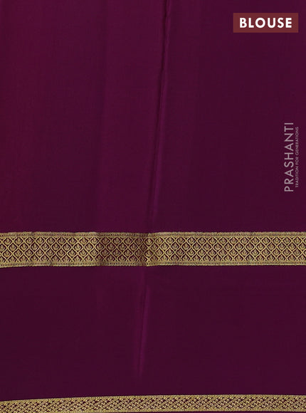 Pure mysore silk saree orange and purple with allover small zari checks and rettapet zari woven border