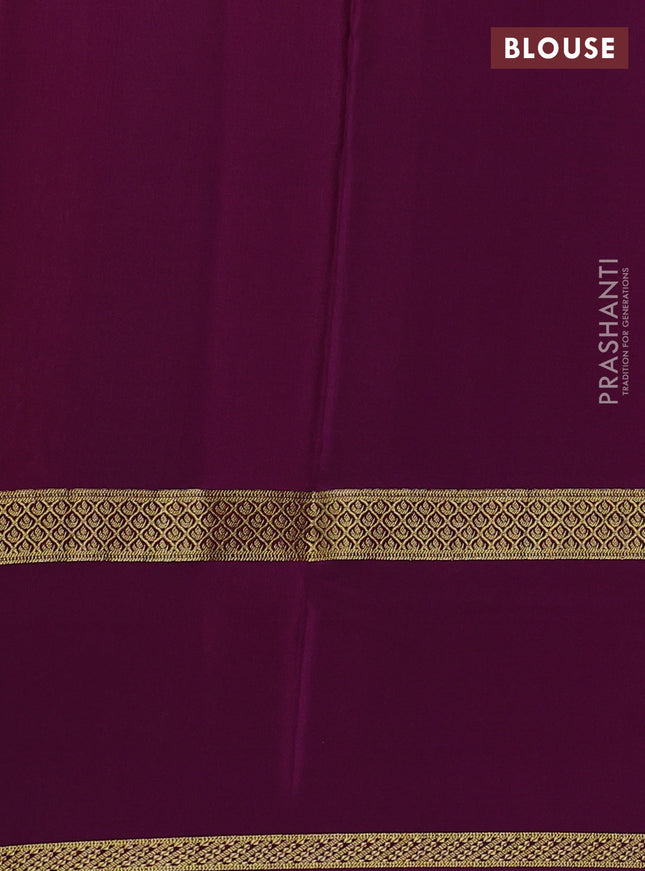 Pure mysore silk saree orange and purple with allover small zari checks and rettapet zari woven border
