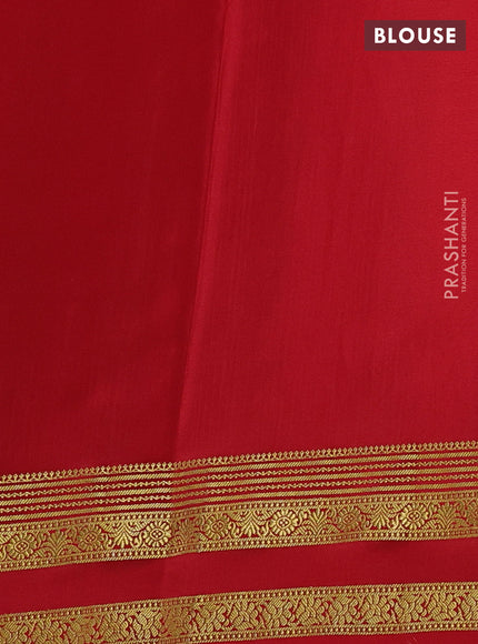 Pure mysore silk saree mustard yellow and red with allover small zari checks and rettapet zari woven border