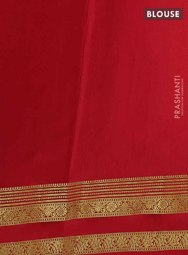 Pure mysore silk saree mustard yellow and red with allover small zari checks and rettapet zari woven border