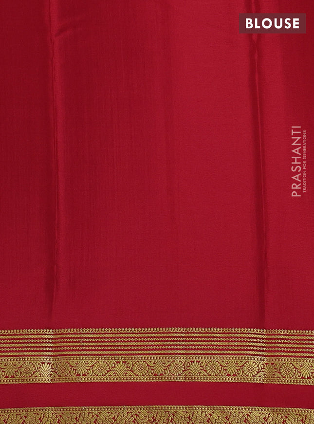 Pure mysore silk saree green and red with allover small zari checks and zari woven border