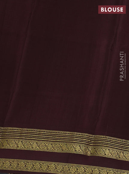 Pure mysore silk saree orange and brown with allover small zari checks and zari woven border