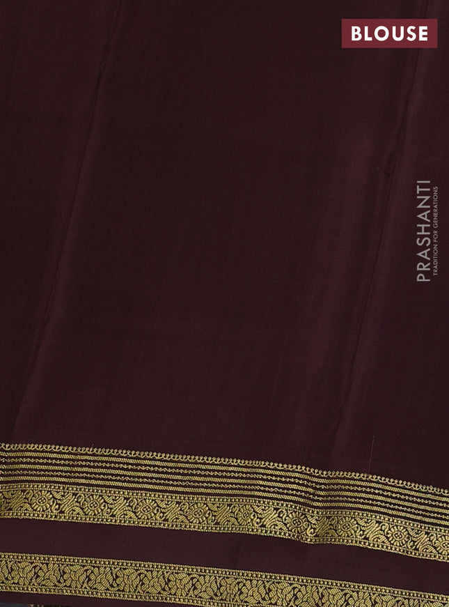 Pure mysore silk saree orange and brown with allover small zari checks and zari woven border
