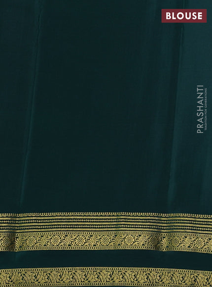 Pure mysore silk saree mustard yellow and green with allover small zari checks and zari woven border
