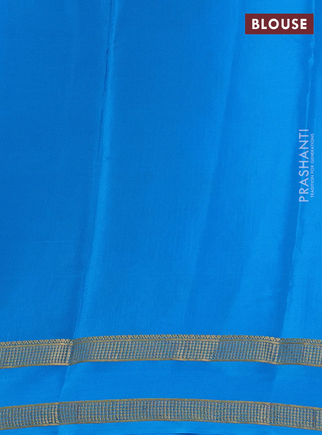 Pure mysore silk saree royal blue and cs blue with allover small zari checks & buttas and rettapet zari woven border