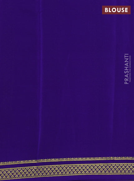 Pure mysore silk saree mauve pink and blue with allover small zari checks and zari woven border