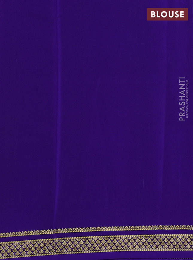 Pure mysore silk saree mauve pink and blue with allover small zari checks and zari woven border