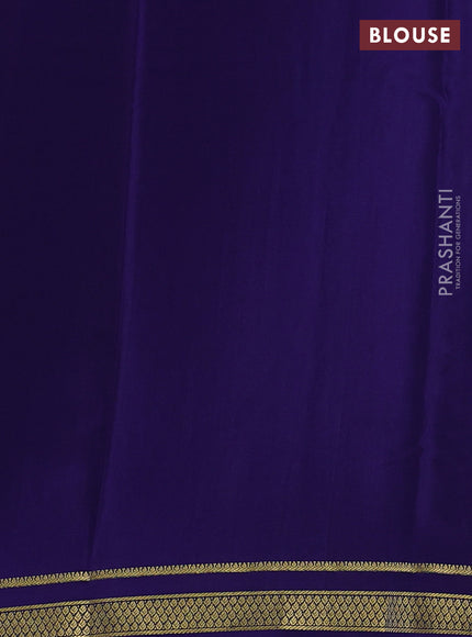 Pure mysore silk saree teal green and blue with allover small zari checks and zari woven border