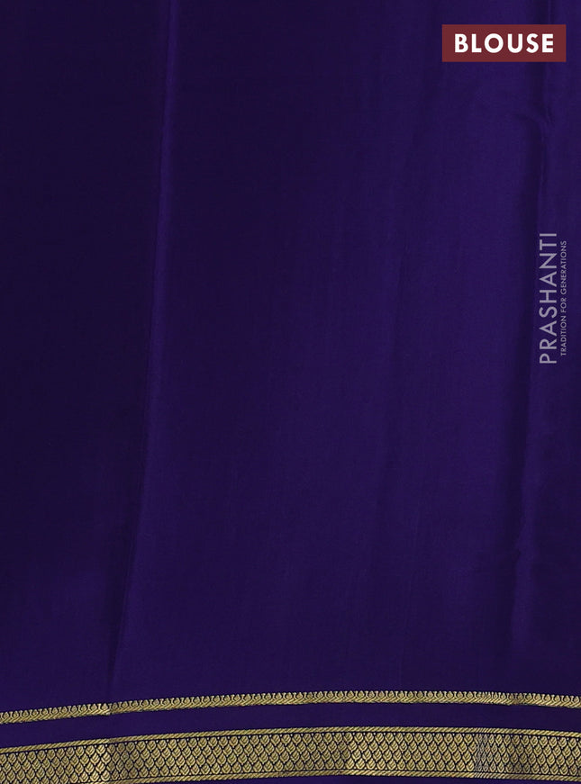 Pure mysore silk saree teal green and blue with allover small zari checks and zari woven border